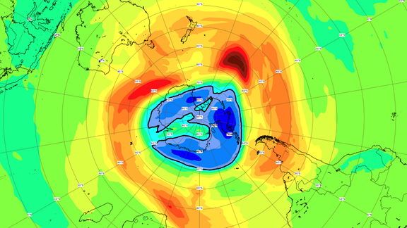 Momentaufnahme des Ozonlochs über der Antarktis