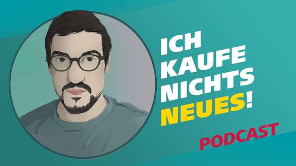 Die Illustration zeigt einen jungen Mann mit Brille, Bart, kurzen dunklen Haaren und einem grauen Shirt.