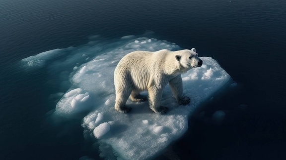 Ein Eisbär auf einer Eisscholle.